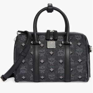 MCM Gray and Black Duffel Bag